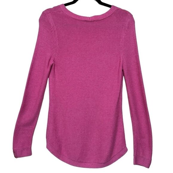 Talbots Petites Pink V Neck Sweater Ribbed Tunic Henley Long Sleeve Size P - Picture 2 of 7